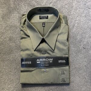 Arrow Men's Olive Dress Shirt Size XXL 34/35 18 neck size